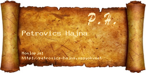 Petrovics Hajna névjegykártya